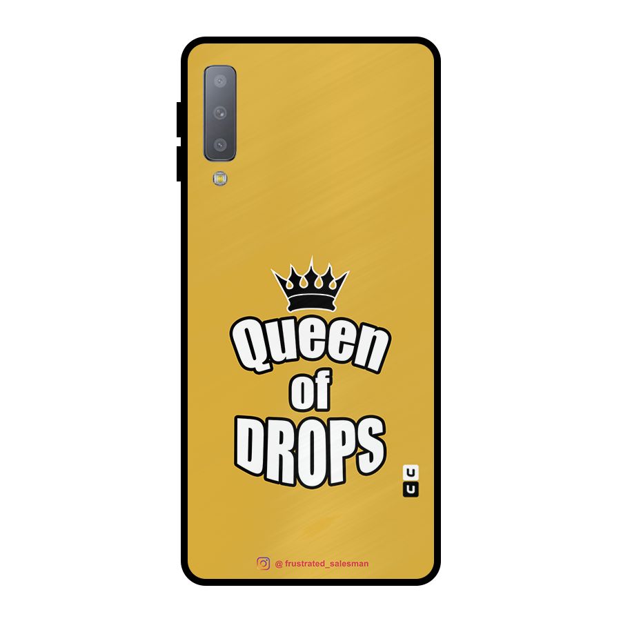 Queen of Drops Mustard Yellow Metal Back Case for Galaxy A7 (2018)