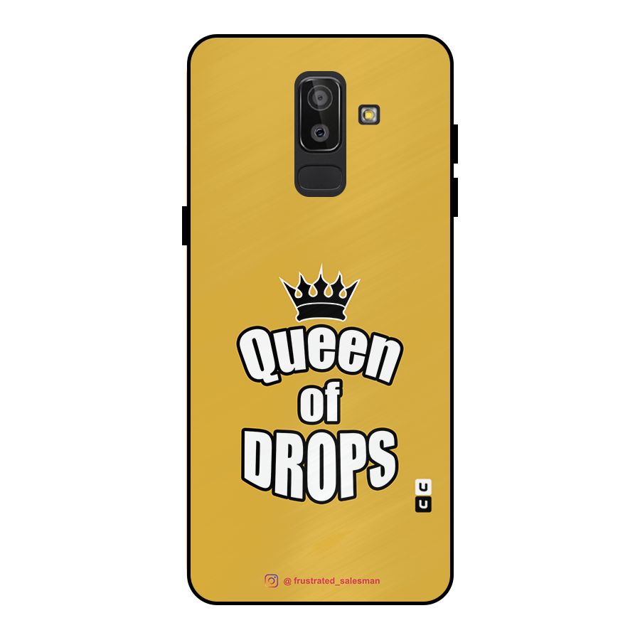 Queen of Drops Mustard Yellow Metal Back Case for Galaxy J8