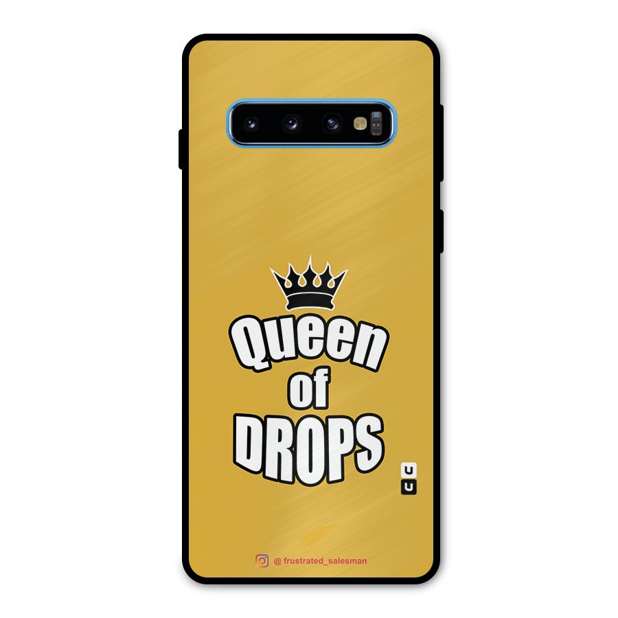 Queen of Drops Mustard Yellow Metal Back Case for Galaxy S10