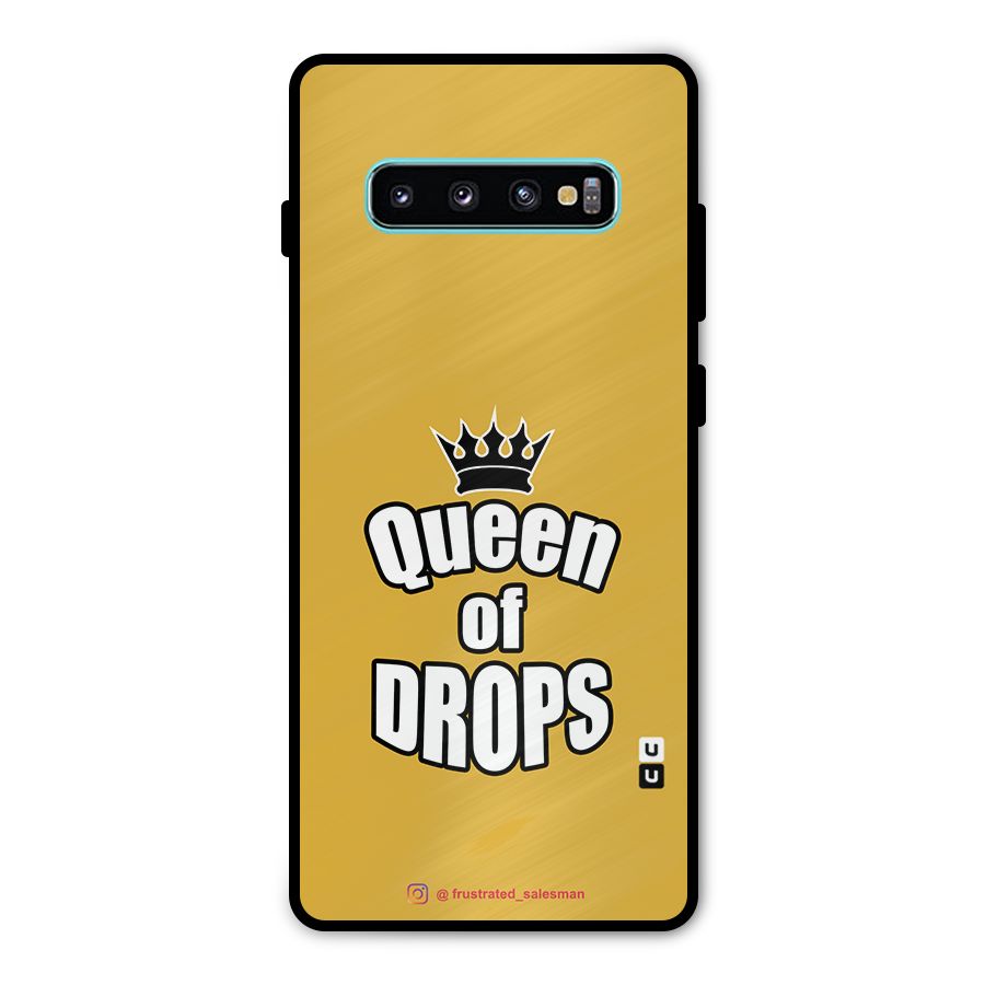 Queen of Drops Mustard Yellow Metal Back Case for Galaxy S10 Plus