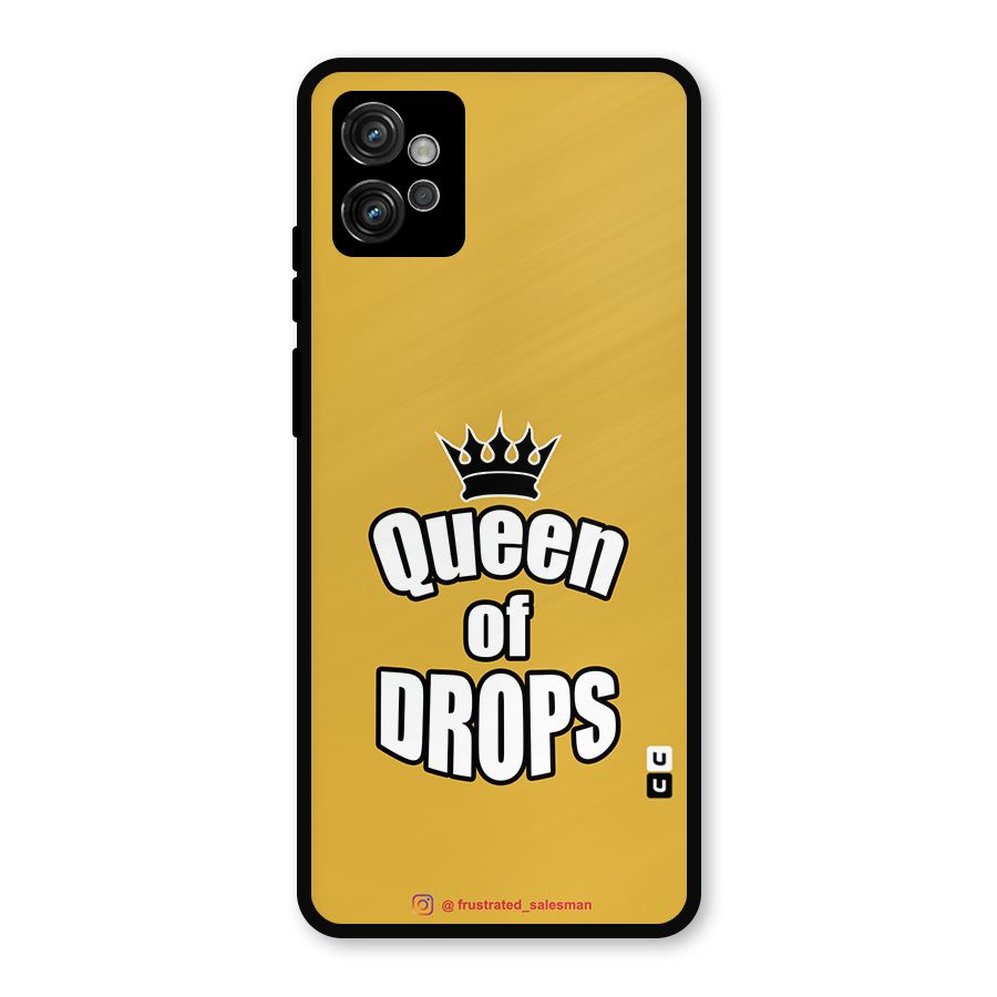 Queen of Drops Mustard Yellow Metal Back Case for Moto G32
