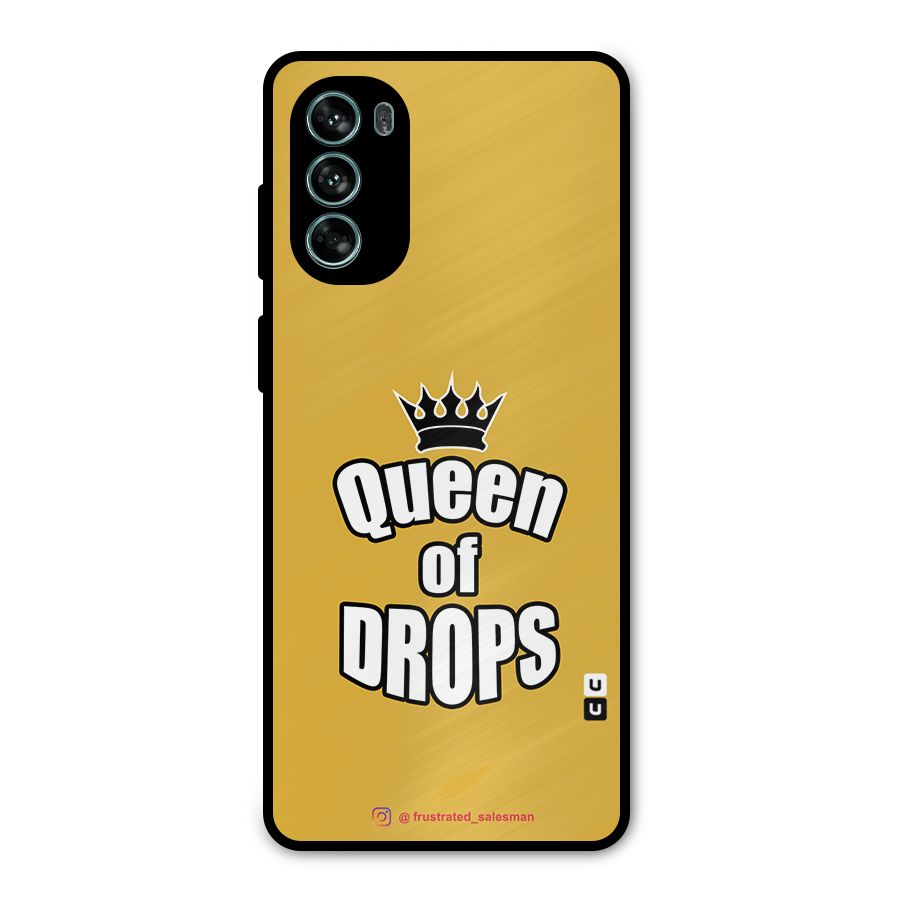 Queen of Drops Mustard Yellow Metal Back Case for Moto G62