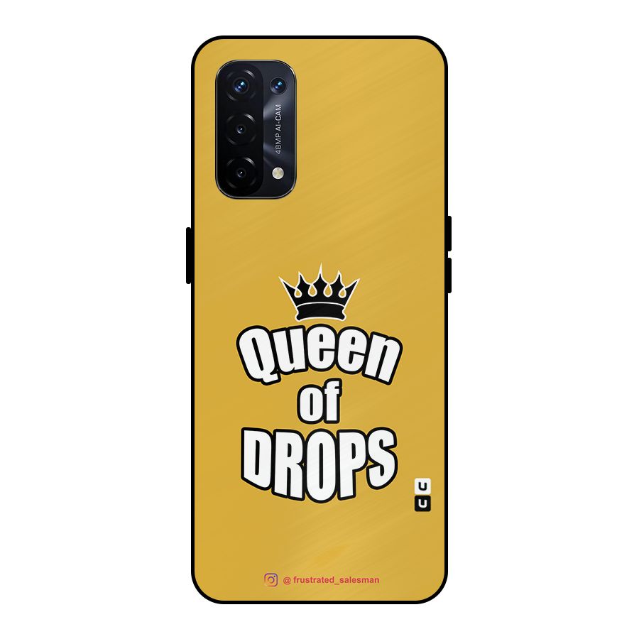 Queen of Drops Mustard Yellow Metal Back Case for Oppo A74 5G