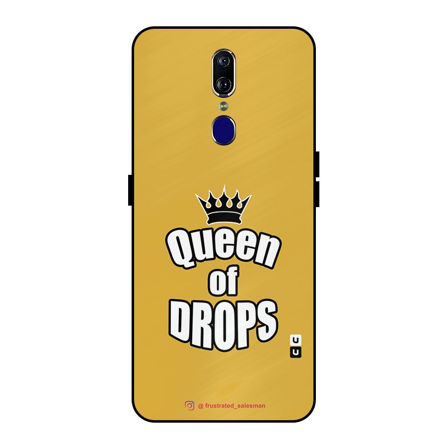 Queen of Drops Mustard Yellow Metal Back Case for Oppo F11