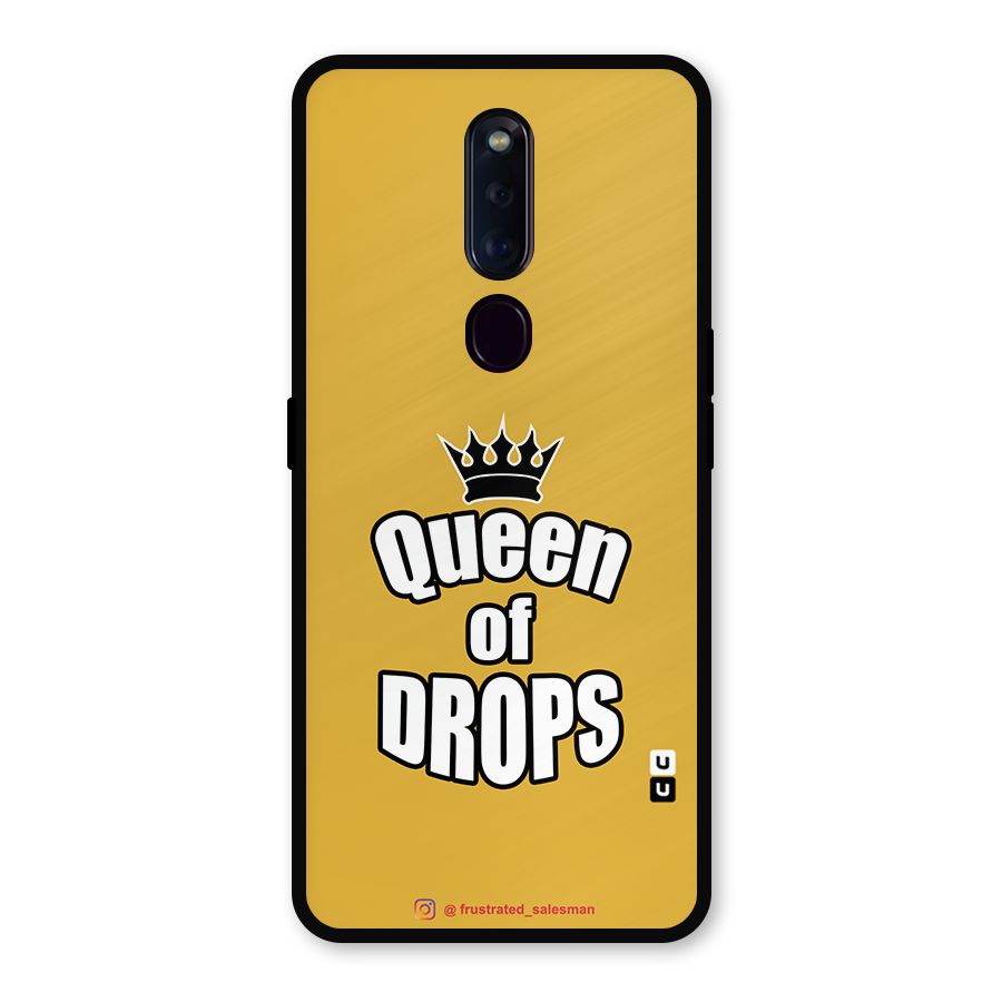 Queen of Drops Mustard Yellow Metal Back Case for Oppo F11 Pro