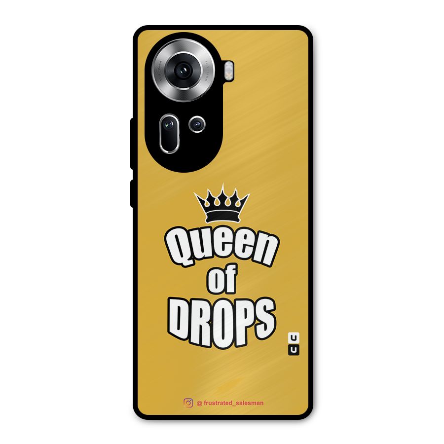Queen of Drops Mustard Yellow Metal Back Case for Oppo Reno11 5G