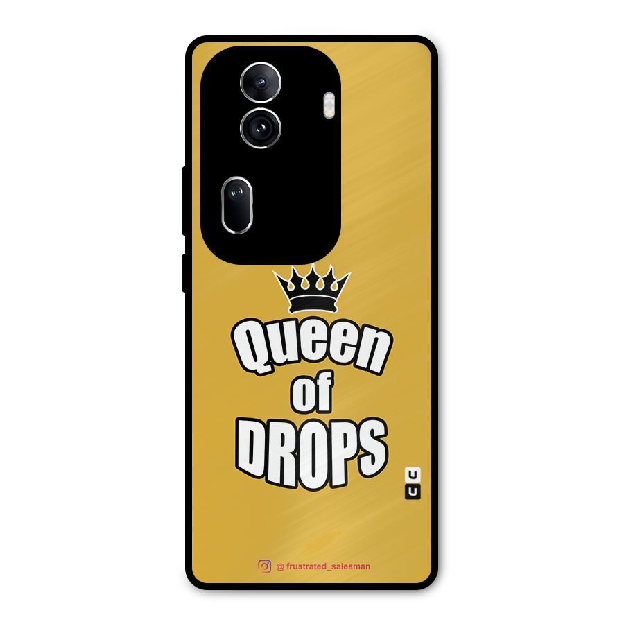 Queen of Drops Mustard Yellow Metal Back Case for Oppo Reno11 Pro 5G
