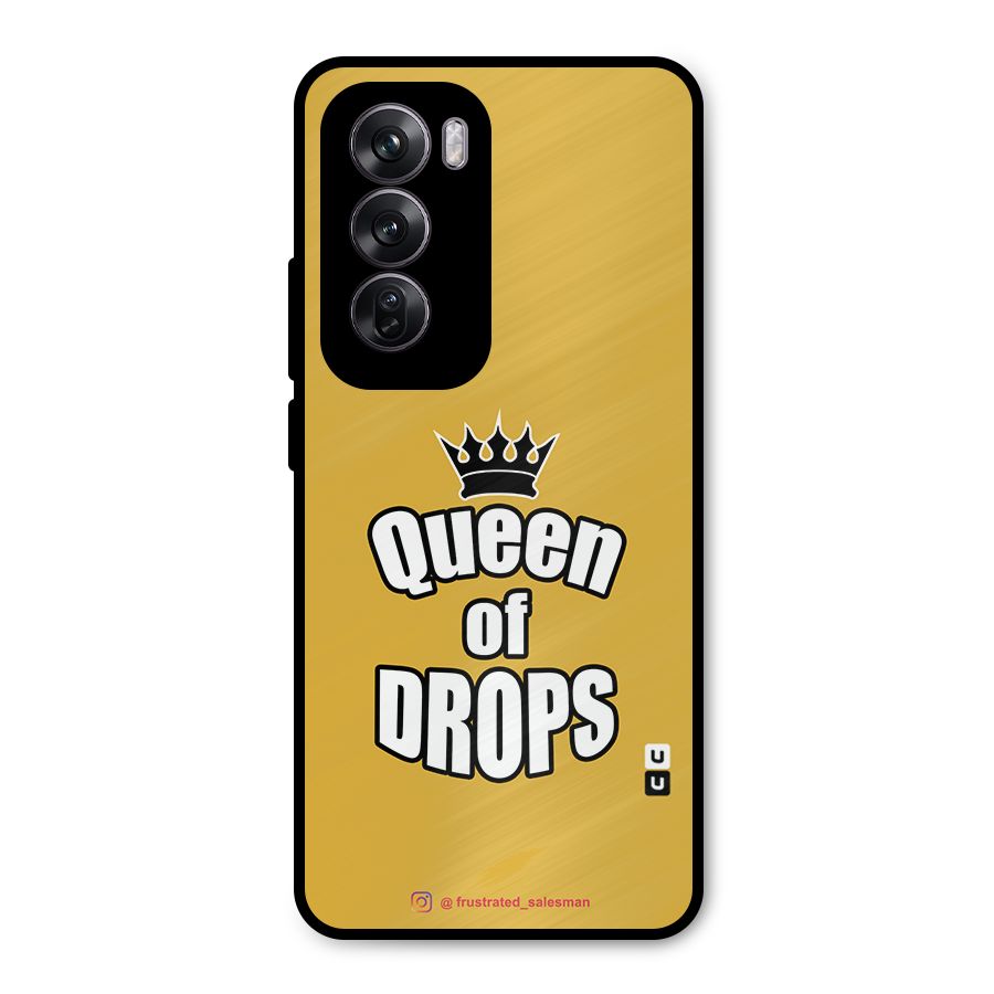 Queen of Drops Mustard Yellow Metal Back Case for Oppo Reno12 Pro