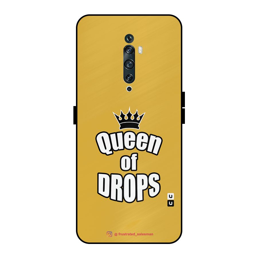 Queen of Drops Mustard Yellow Metal Back Case for Oppo Reno2 F