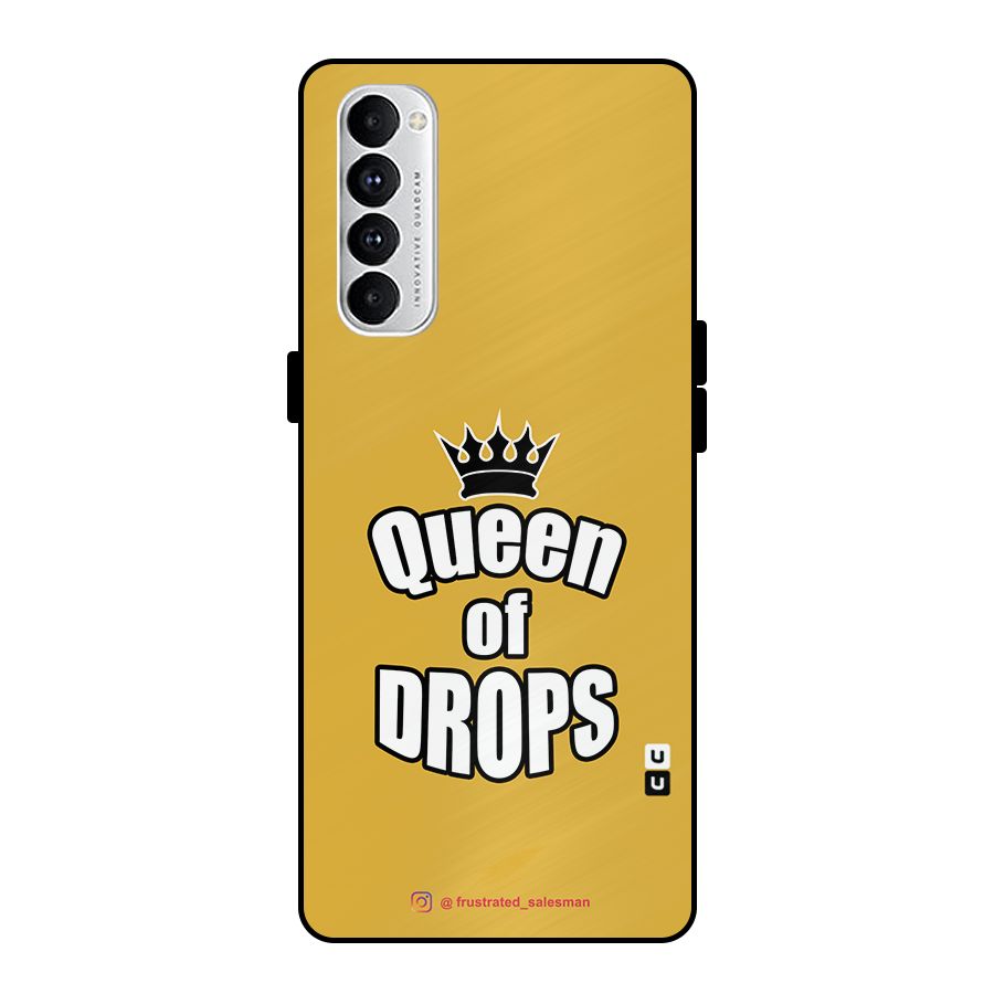 Queen of Drops Mustard Yellow Metal Back Case for Oppo Reno4 Pro