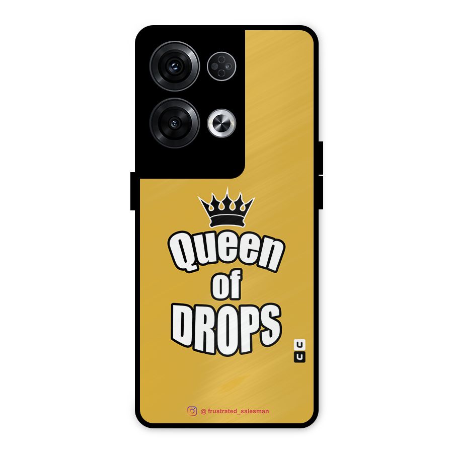 Queen of Drops Mustard Yellow Metal Back Case for Oppo Reno8 Pro 5G