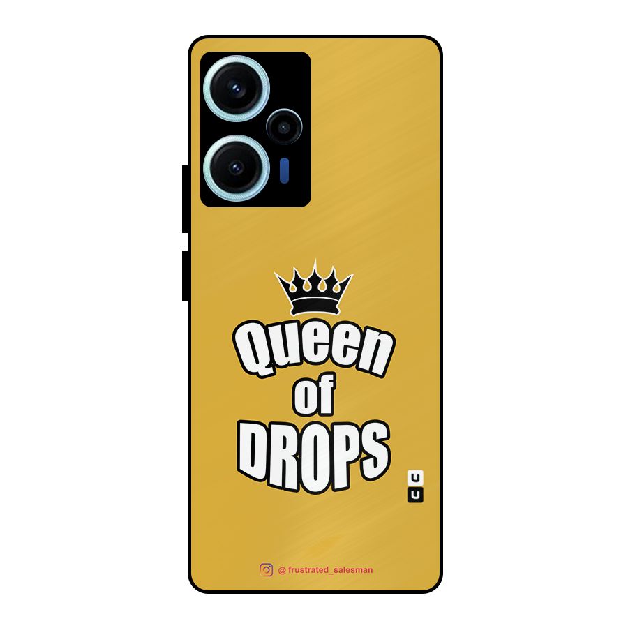 Queen of Drops Mustard Yellow Metal Back Case for Poco F5