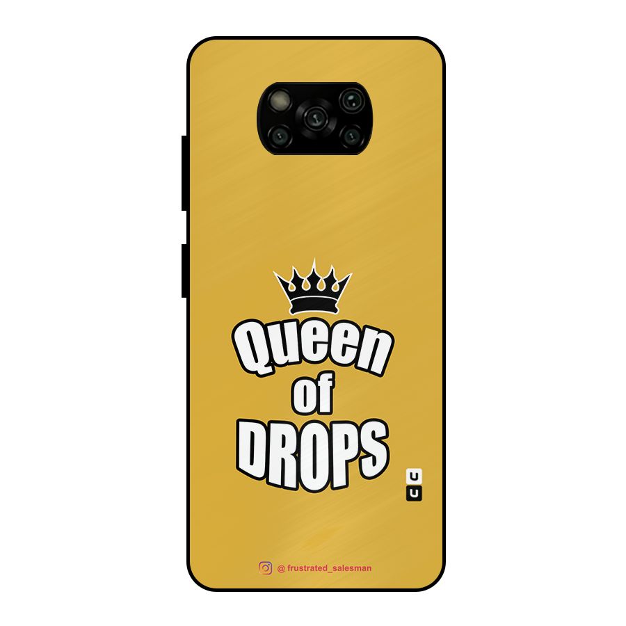 Queen of Drops Mustard Yellow Metal Back Case for Poco X3