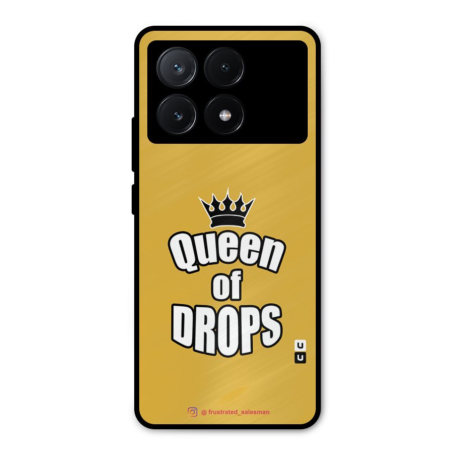Queen of Drops Mustard Yellow Metal Back Case for Poco X6 Pro