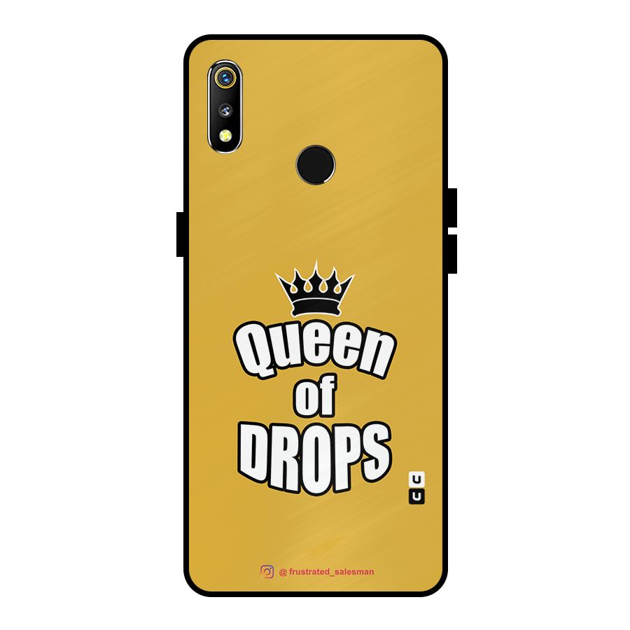 Queen of Drops Mustard Yellow Metal Back Case for Realme 3i