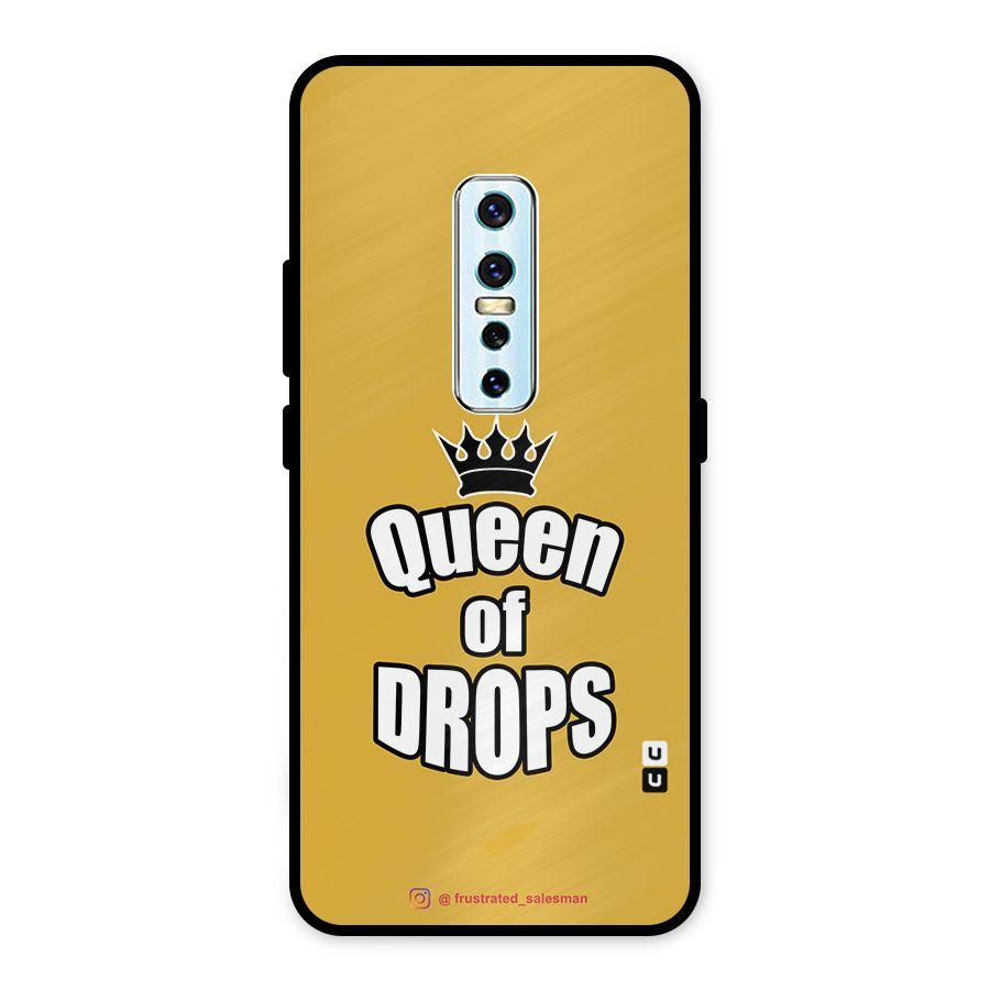 Queen of Drops Mustard Yellow Metal Back Case for Vivo V17 Pro
