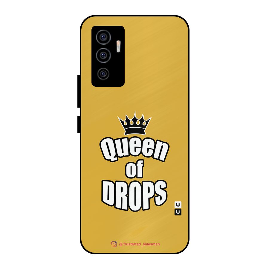Queen of Drops Mustard Yellow Metal Back Case for Vivo V23e
