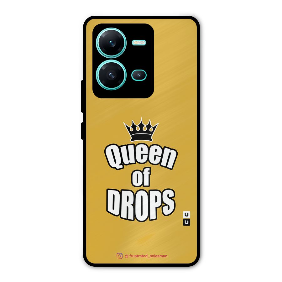 Queen of Drops Mustard Yellow Metal Back Case for Vivo V25