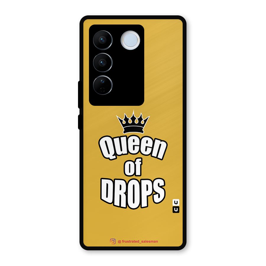 Queen of Drops Mustard Yellow Metal Back Case for Vivo V27