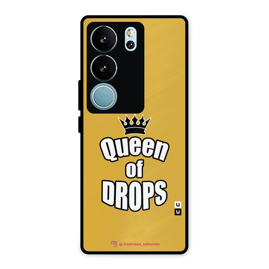 Queen of Drops Mustard Yellow Metal Back Case for Vivo V29