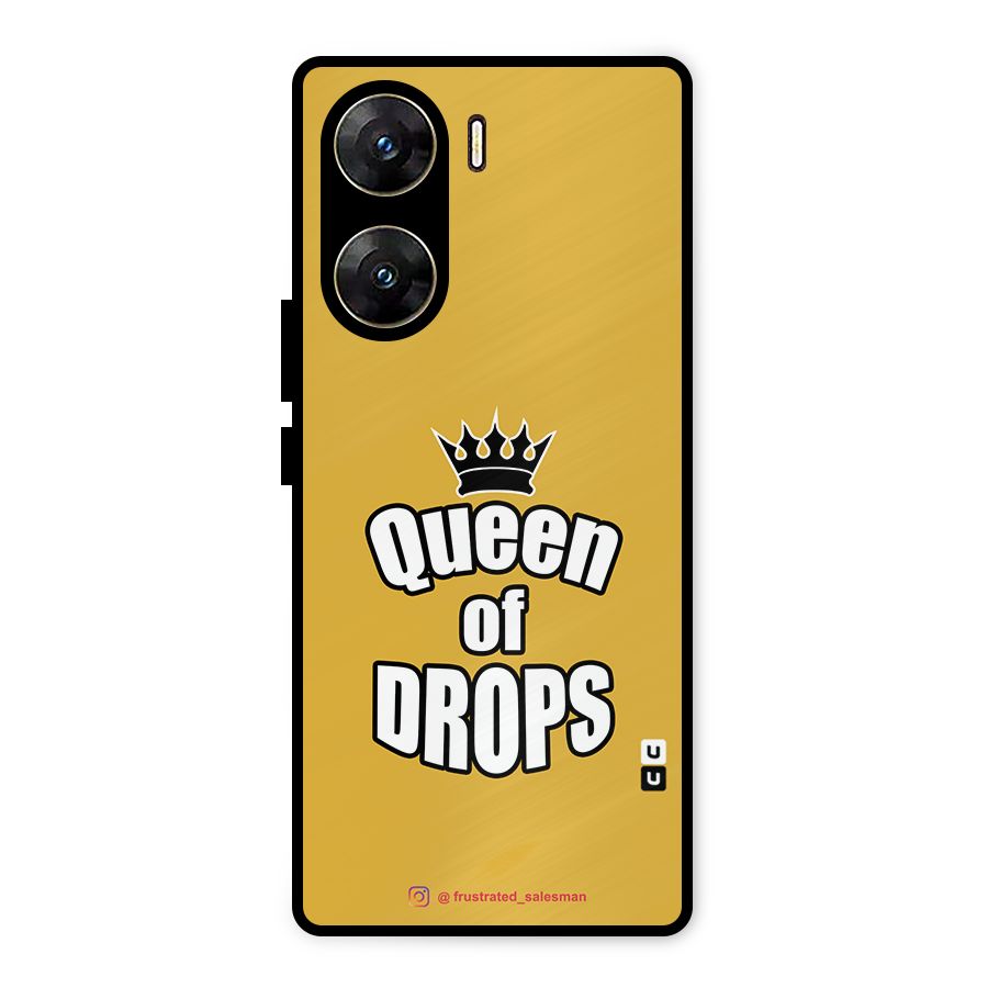 Queen of Drops Mustard Yellow Metal Back Case for Vivo V29e