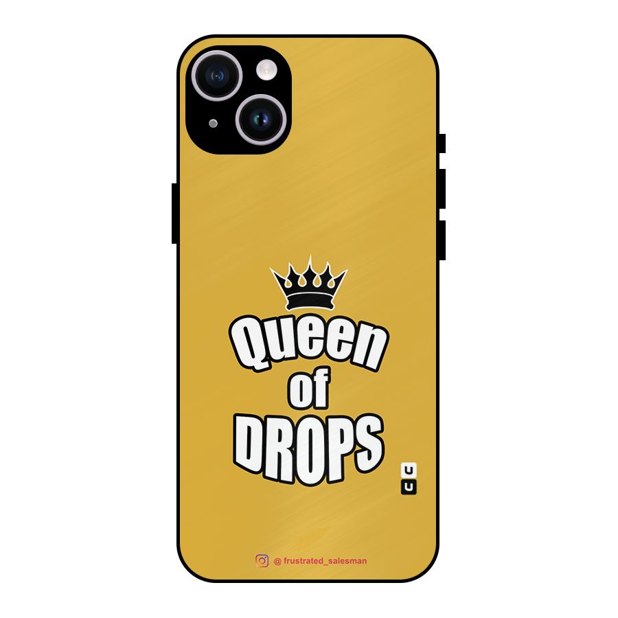 Queen of Drops Mustard Yellow Metal Back Case for iPhone 14 Plus