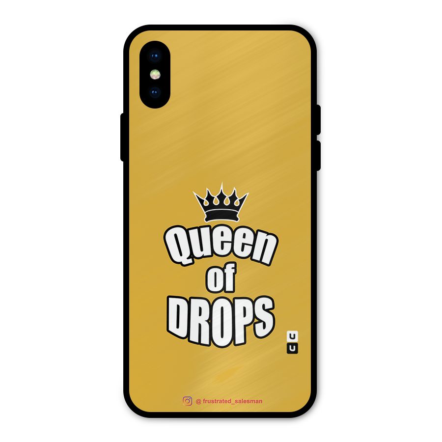 Queen of Drops Mustard Yellow Metal Back Case for iPhone XS