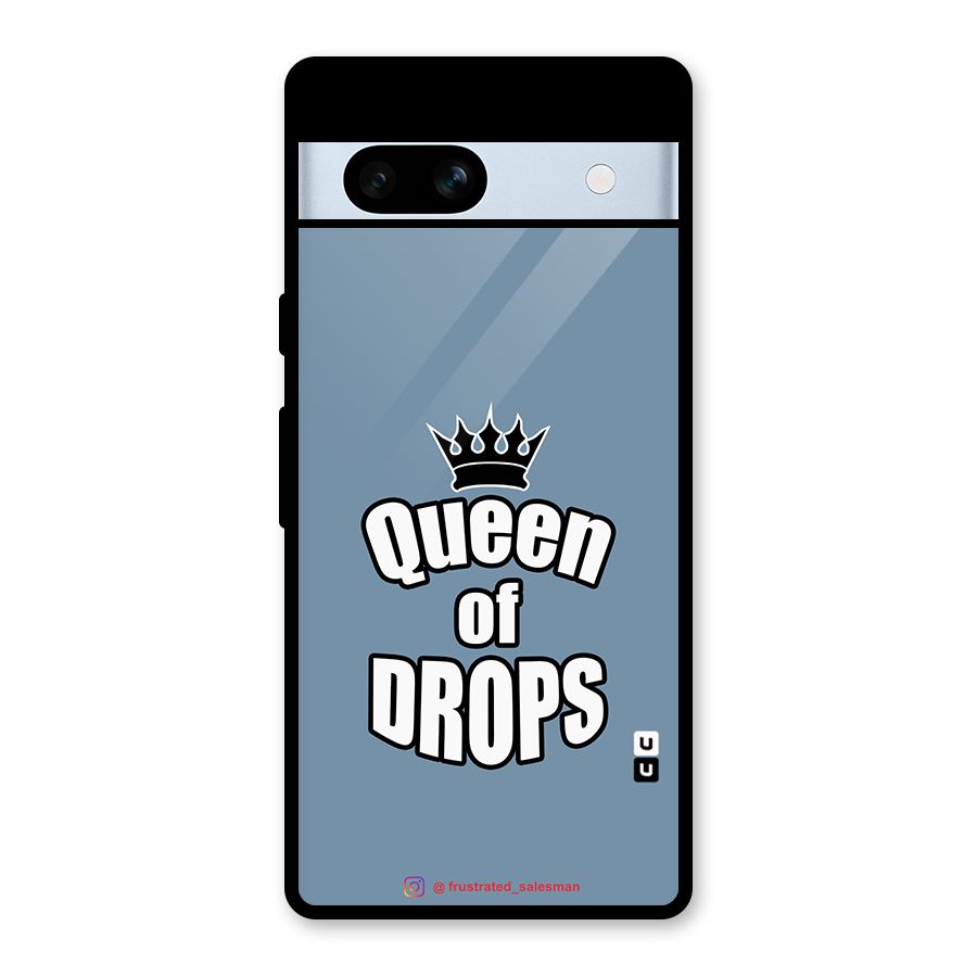 Queen of Drops SteelBlue Glass Back Case for Google Pixel 7a