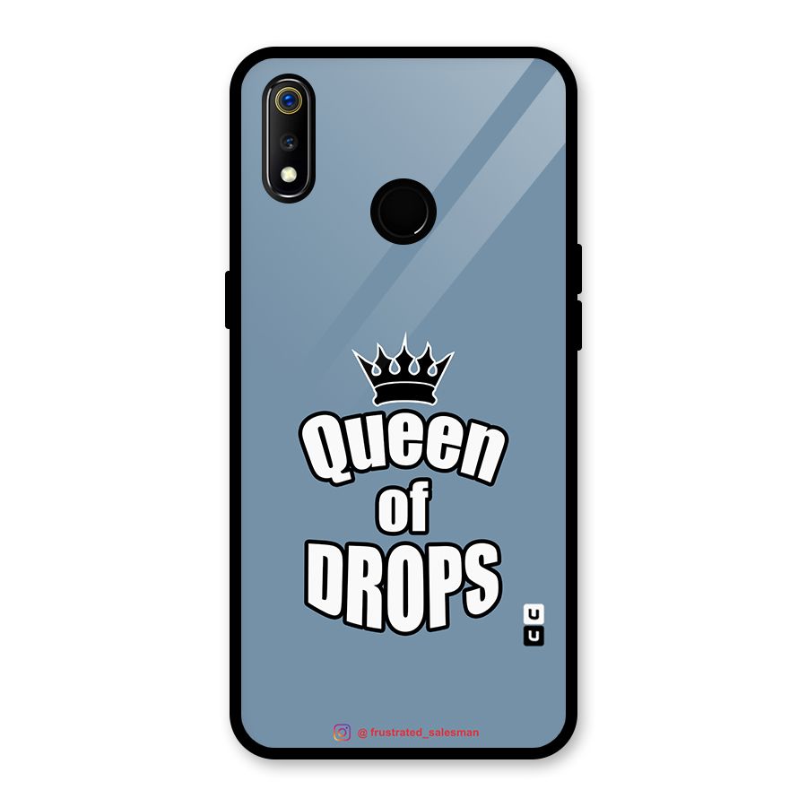 Queen of Drops SteelBlue Glass Back Case for Realme 3i