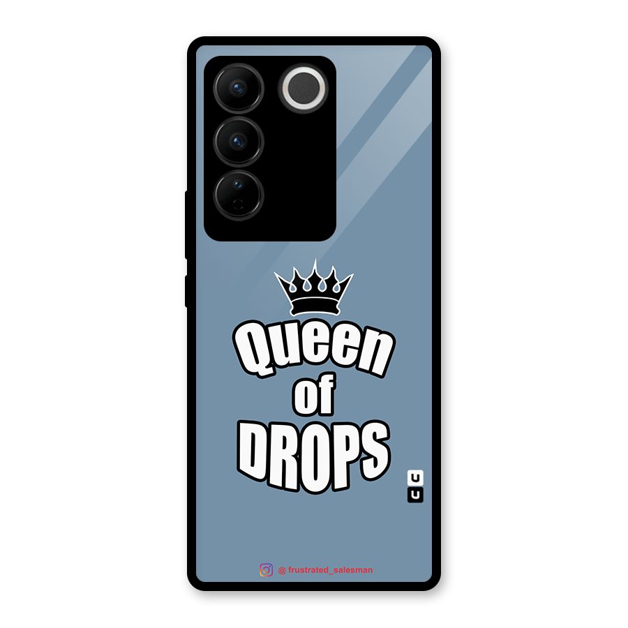 Queen of Drops SteelBlue Glass Back Case for Vivo V27 Pro