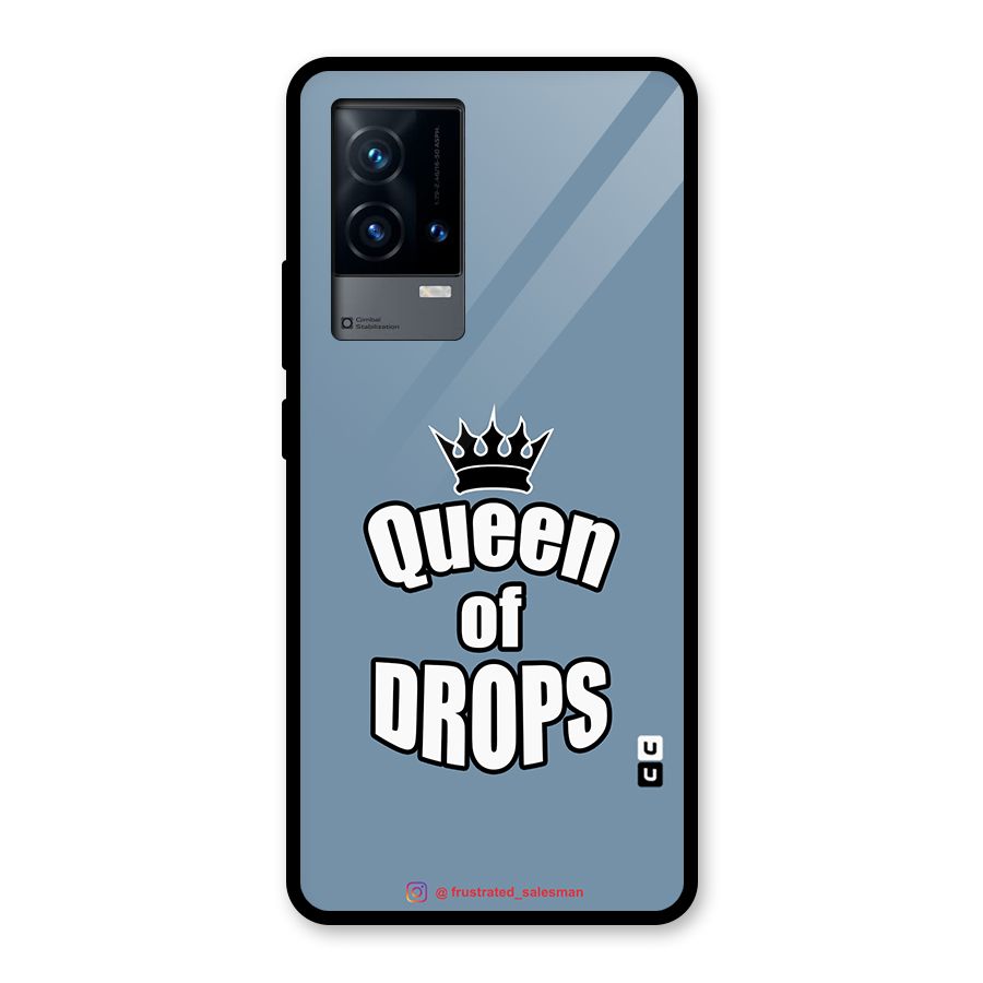 Queen of Drops SteelBlue Glass Back Case for iQOO 9 5G