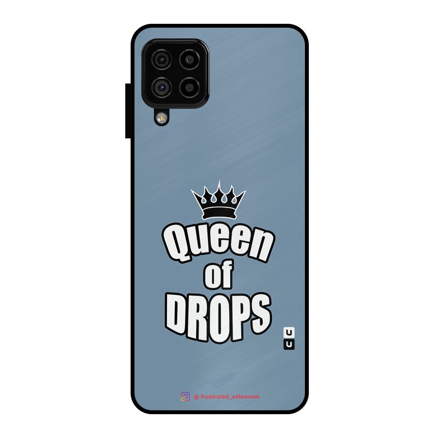 Queen of Drops SteelBlue Metal Back Case for Galaxy A22 4G