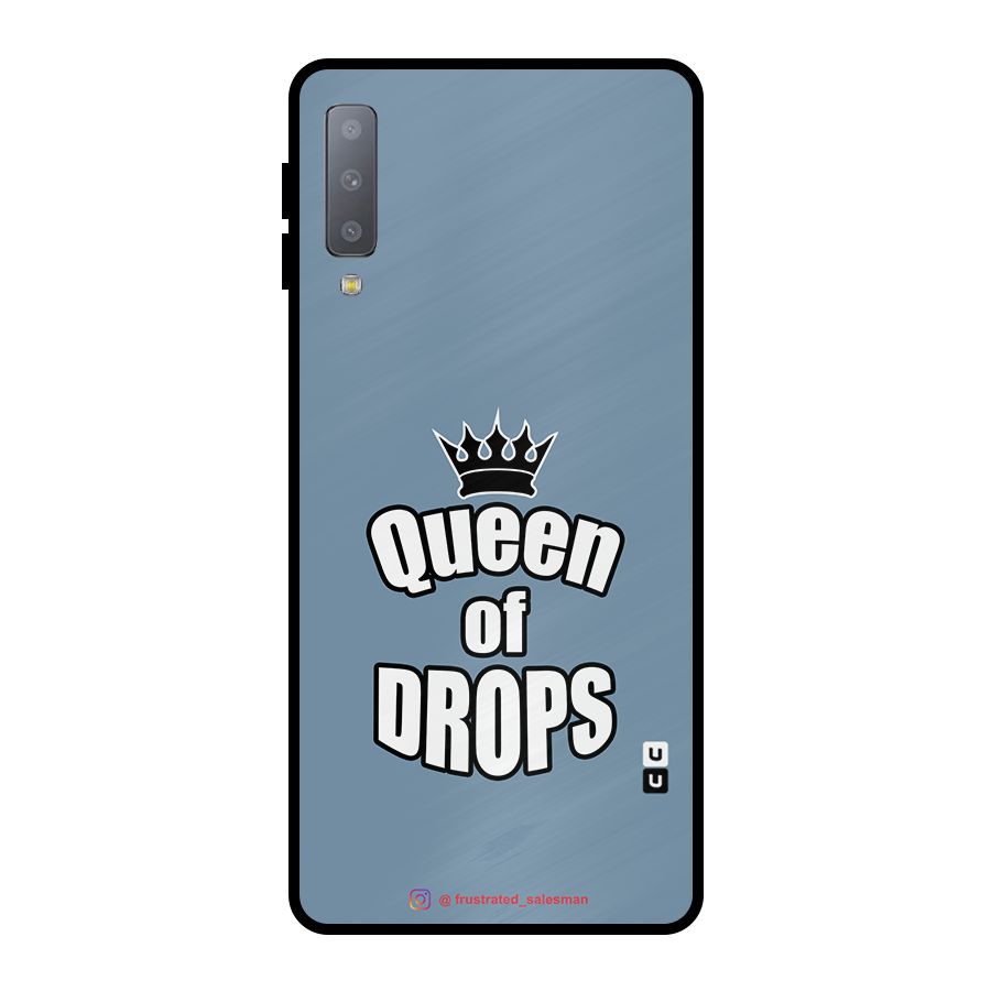 Queen of Drops SteelBlue Metal Back Case for Galaxy A7 (2018)