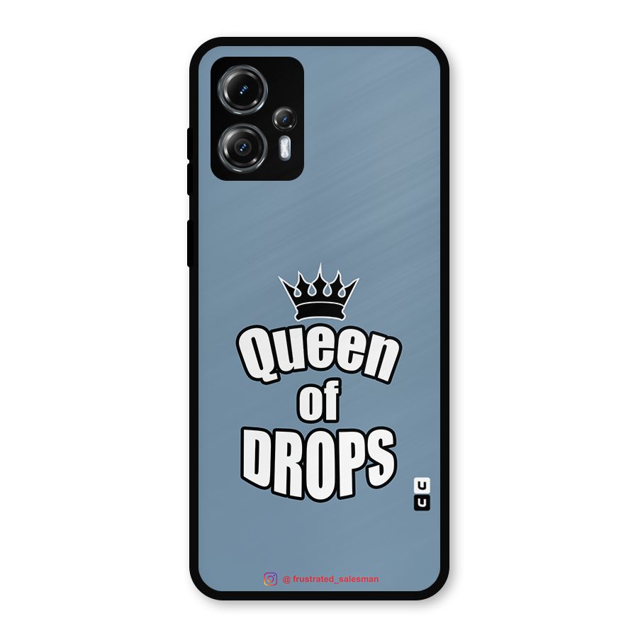 Queen of Drops SteelBlue Metal Back Case for Moto G13