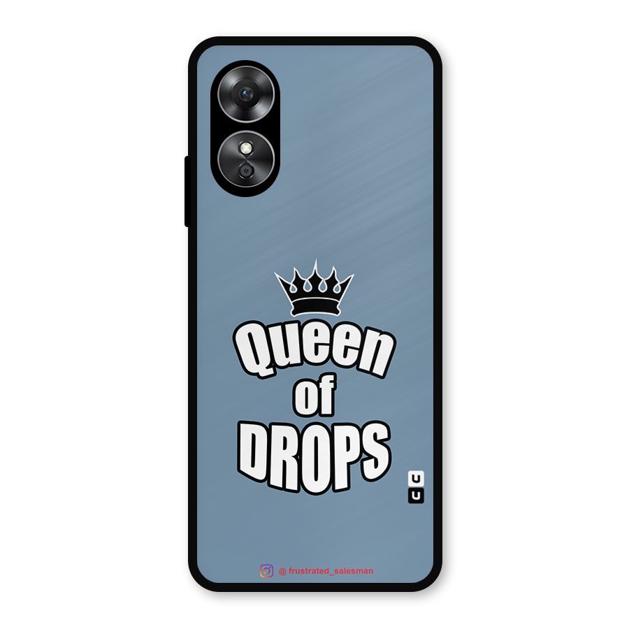 Queen of Drops SteelBlue Metal Back Case for Oppo A17