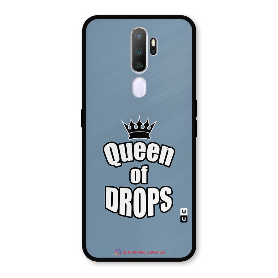Queen of Drops SteelBlue Metal Back Case for Oppo A5 (2020)