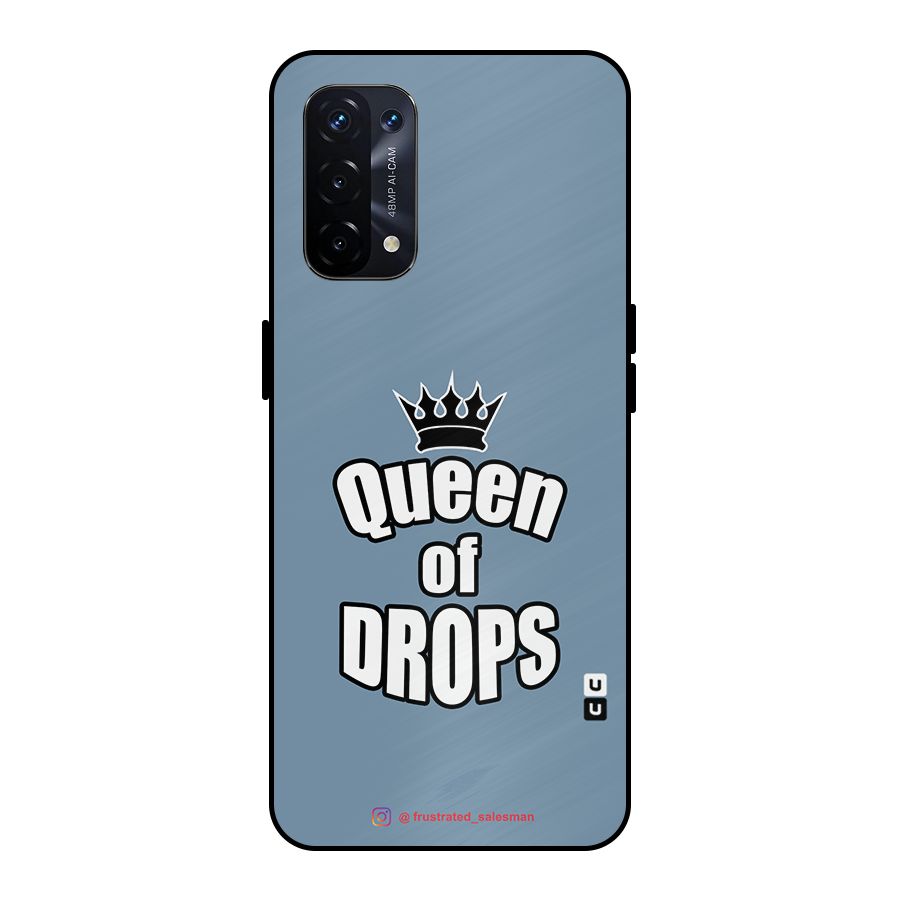 Queen of Drops SteelBlue Metal Back Case for Oppo A74 5G