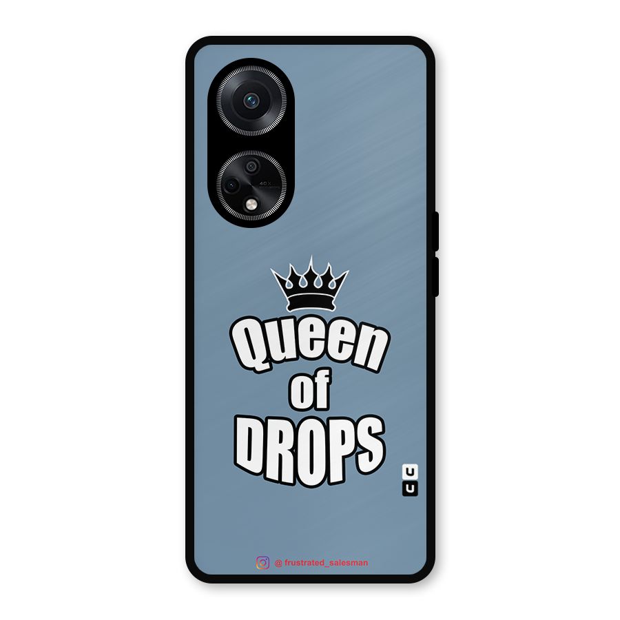 Queen of Drops SteelBlue Metal Back Case for Oppo F23