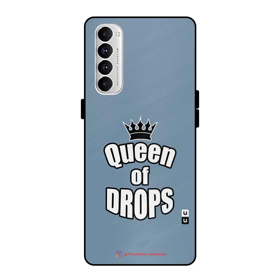 Queen of Drops SteelBlue Metal Back Case for Oppo Reno4 Pro