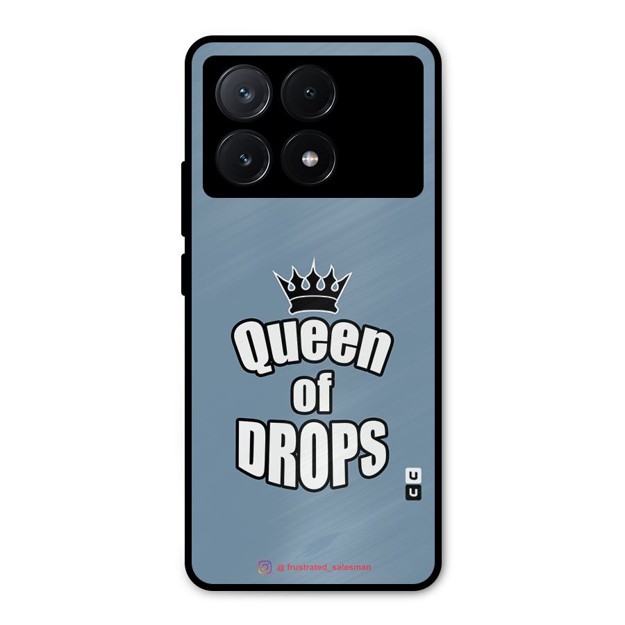 Queen of Drops SteelBlue Metal Back Case for Poco X6 Pro