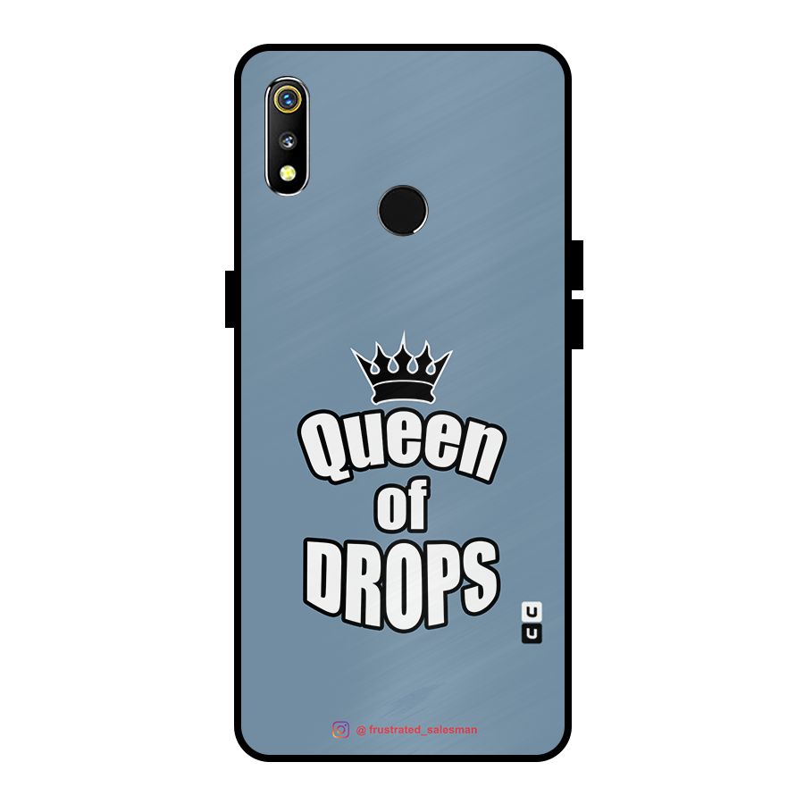 Queen of Drops SteelBlue Metal Back Case for Realme 3i