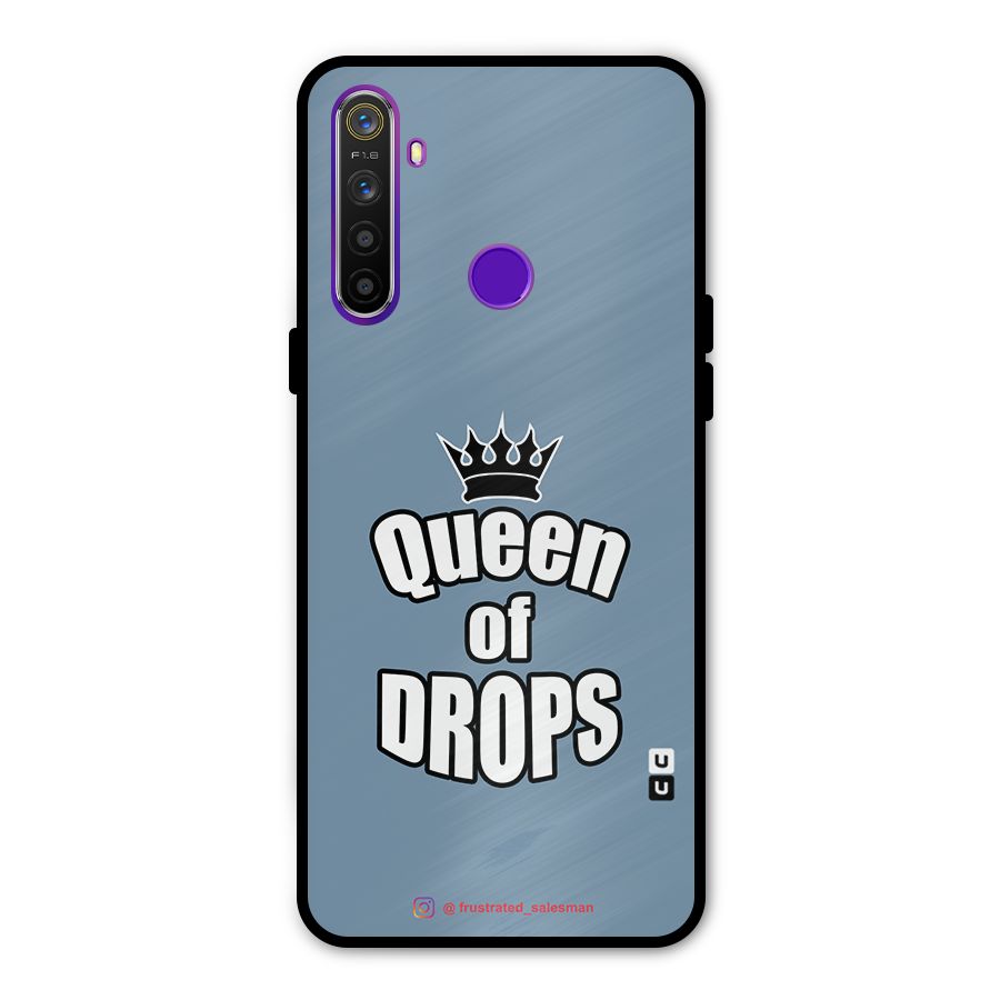 Queen of Drops SteelBlue Metal Back Case for Realme 5i