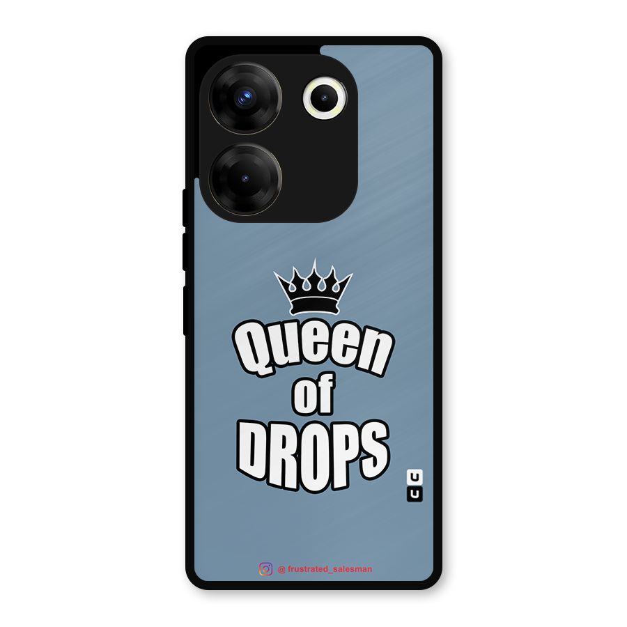 Queen of Drops SteelBlue Metal Back Case for Tecno Camon 20