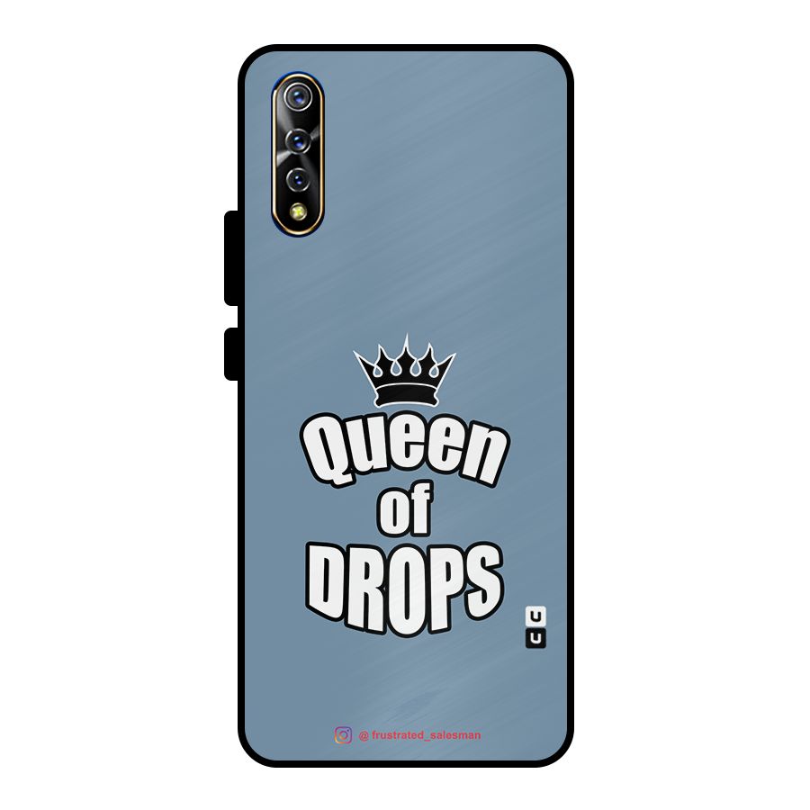 Queen of Drops SteelBlue Metal Back Case for Vivo S1