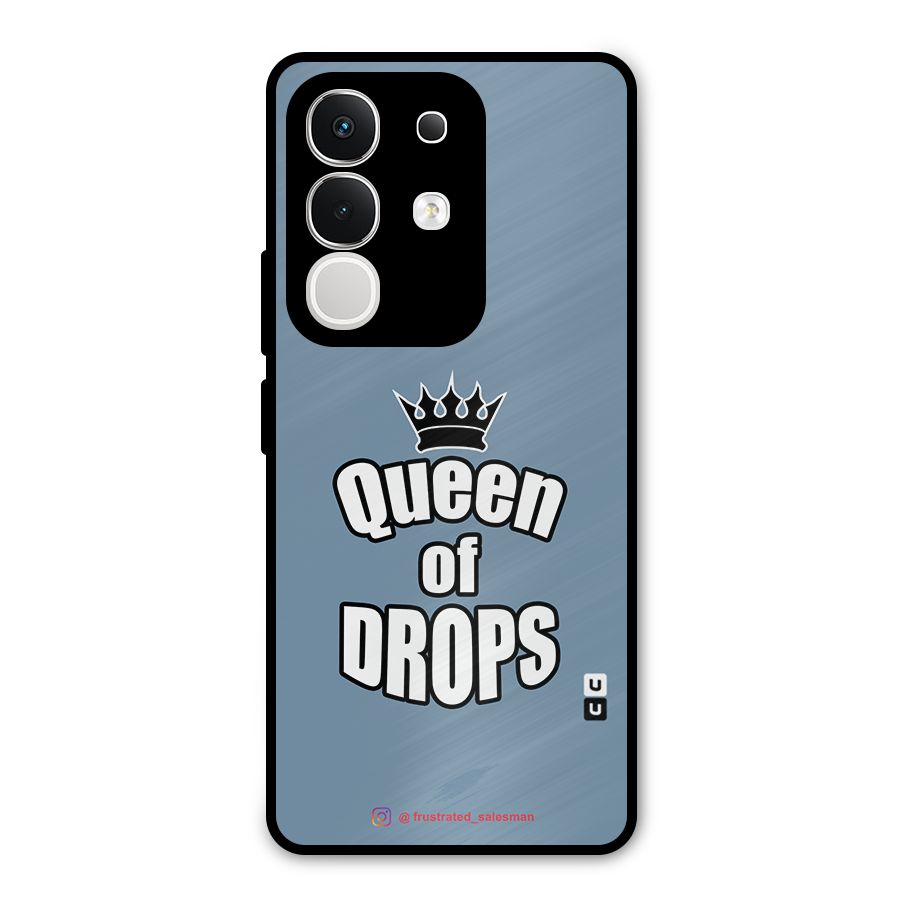 Queen of Drops SteelBlue Metal Back Case for Vivo T4x