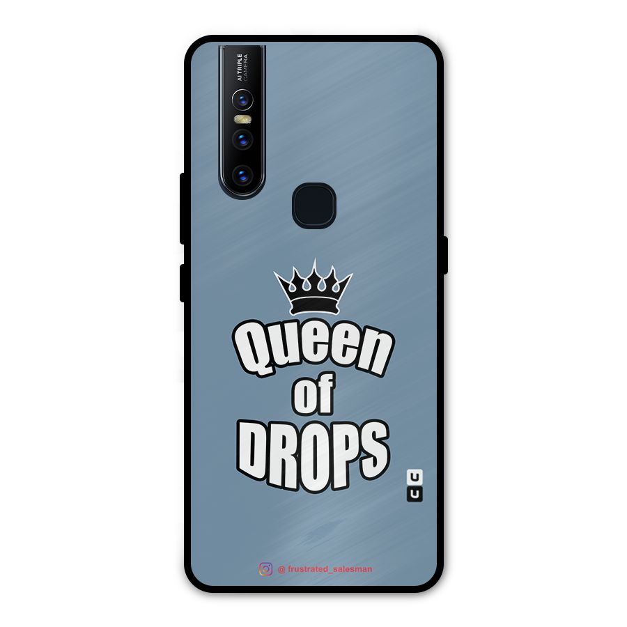 Queen of Drops SteelBlue Metal Back Case for Vivo V15