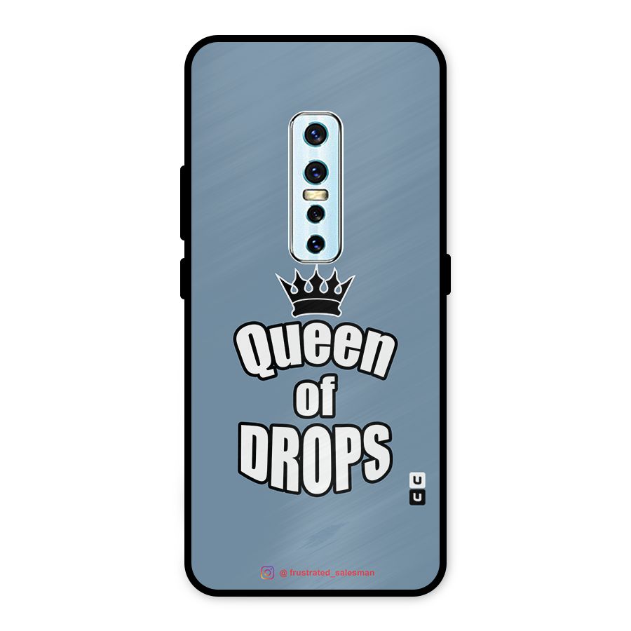 Queen of Drops SteelBlue Metal Back Case for Vivo V17 Pro
