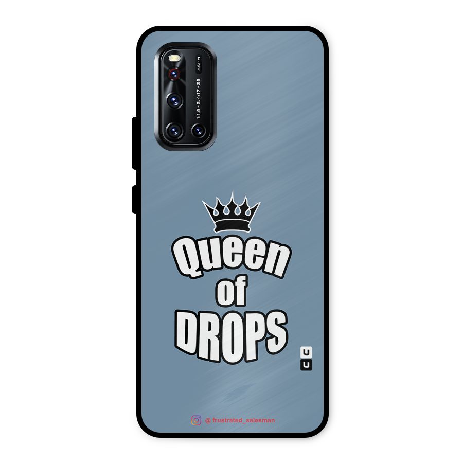 Queen of Drops SteelBlue Metal Back Case for Vivo V19
