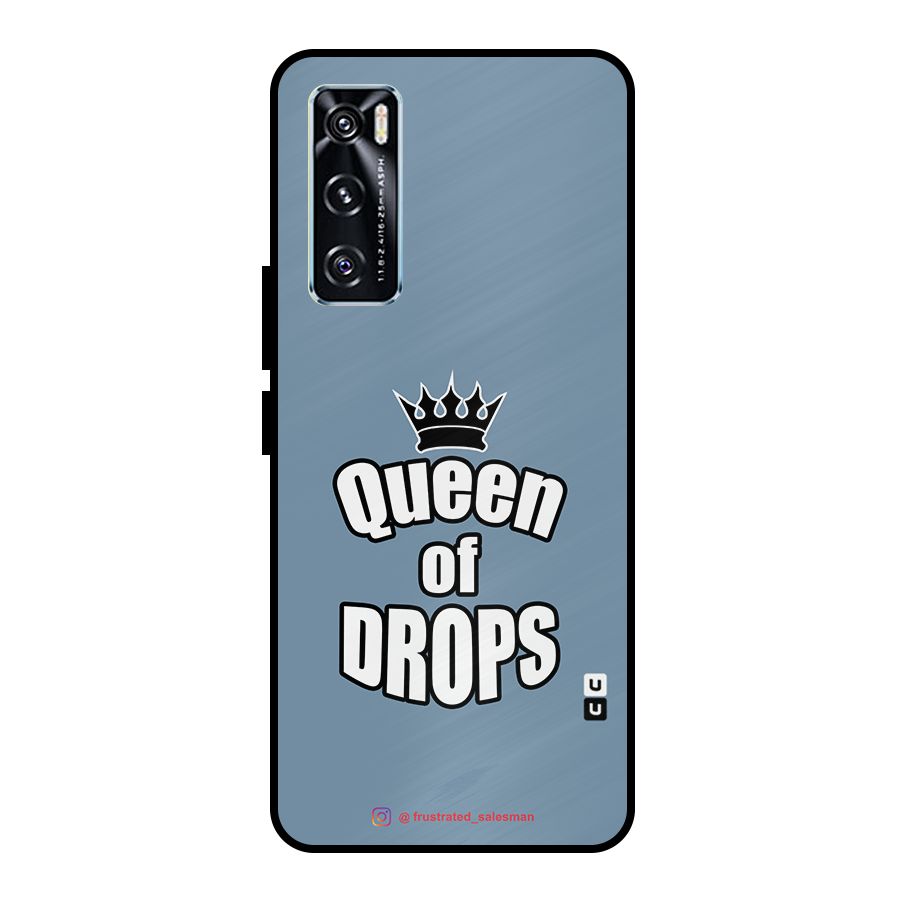 Queen of Drops SteelBlue Metal Back Case for Vivo V20 SE