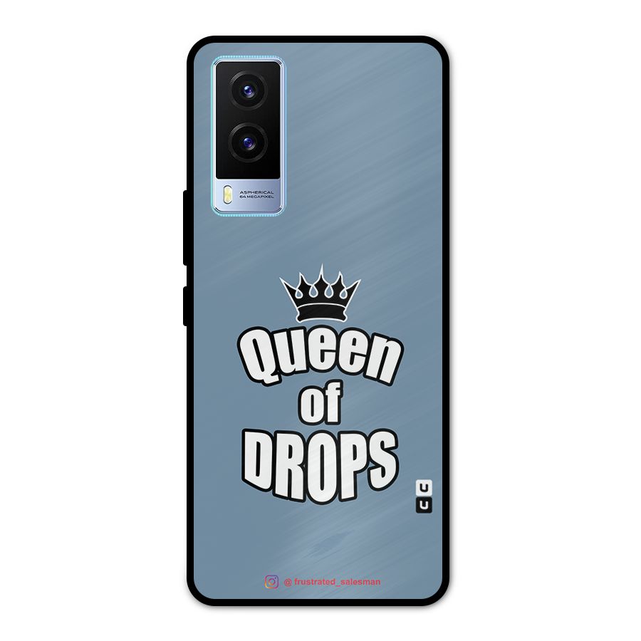 Queen of Drops SteelBlue Metal Back Case for Vivo V21e 5G
